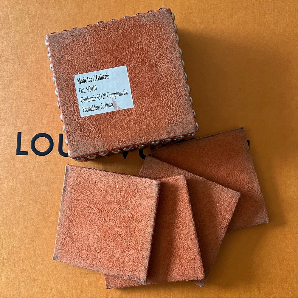 Z Gallerie Orange Studded Coasters - Picture 3 of 3